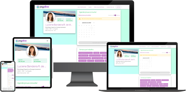 Vários dispositivos mostrando diferentes modos de acessar a Psicologia Viva Vários dispositivos mostrando diferentes modos de acessar a Psicologia Viva